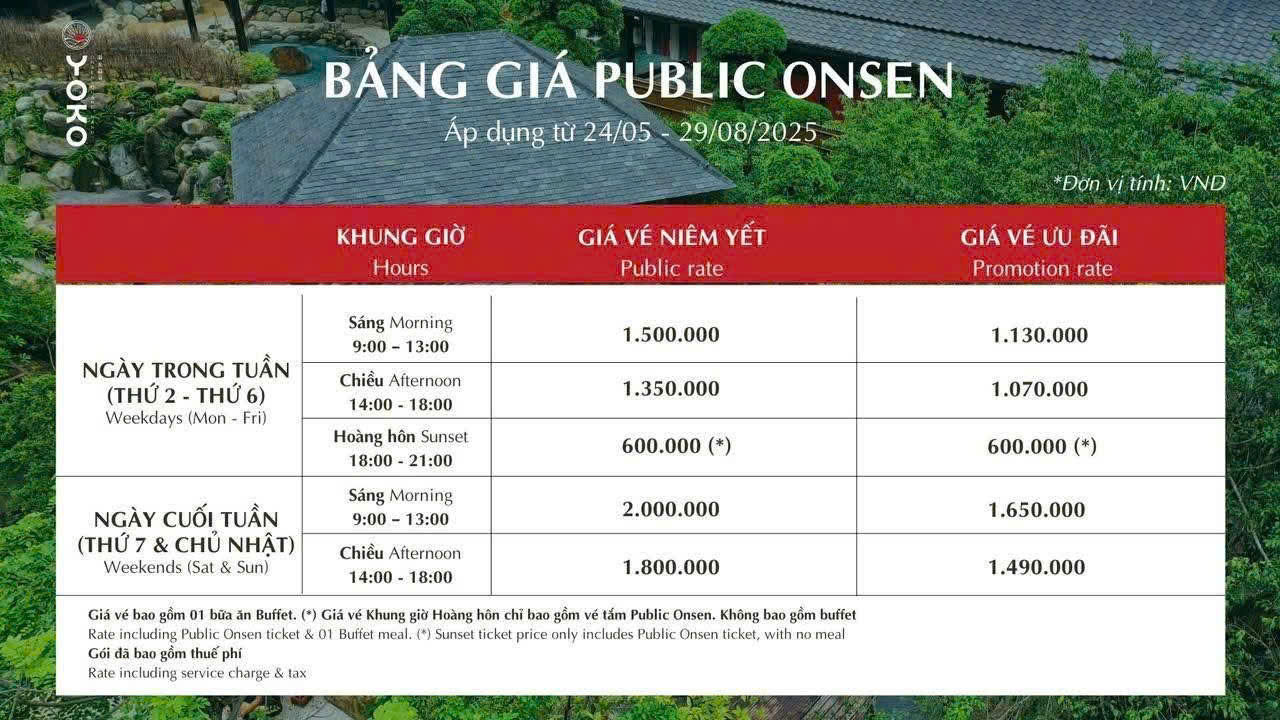Bảng giá Public Onsen Quang Hanh Quảng Ninh 2025 mới nhất