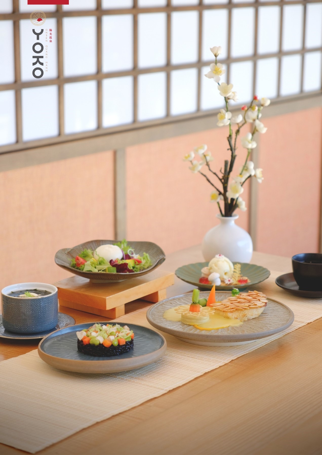 Salad bơ & pho mai tươi với sốt mè Wafu ở Yoko Onsen Quang Hanh