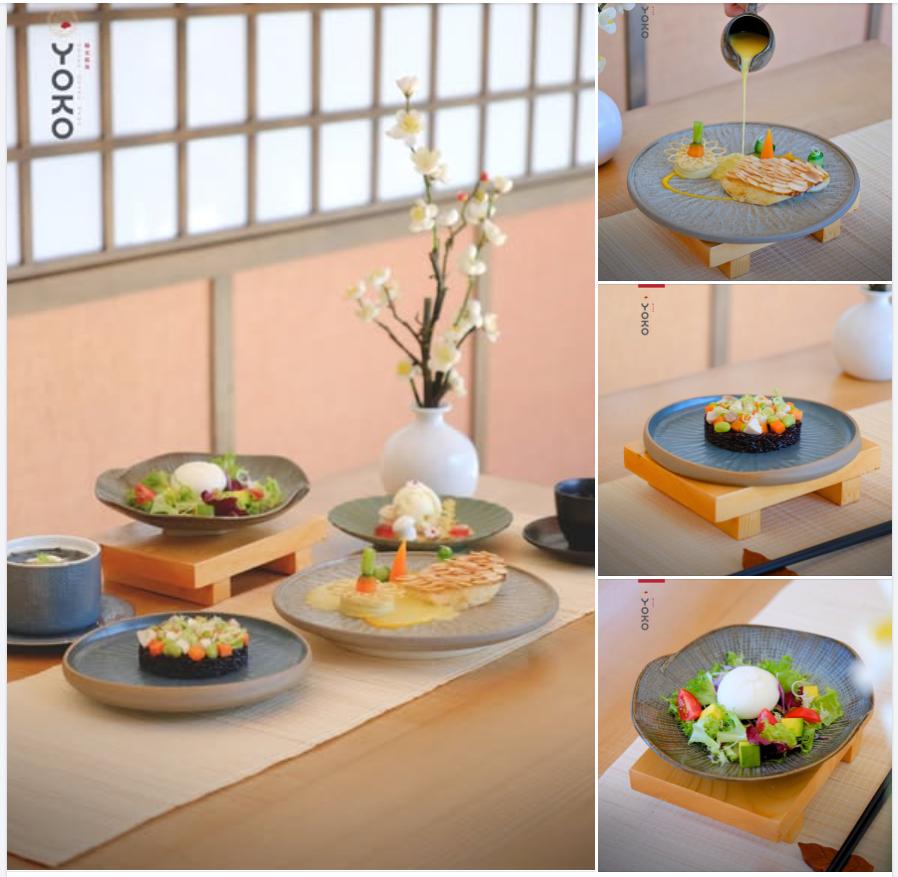 Salad bơ & pho mai tươi với sốt mè Wafu ở Yoko Onsen Quang Hanh